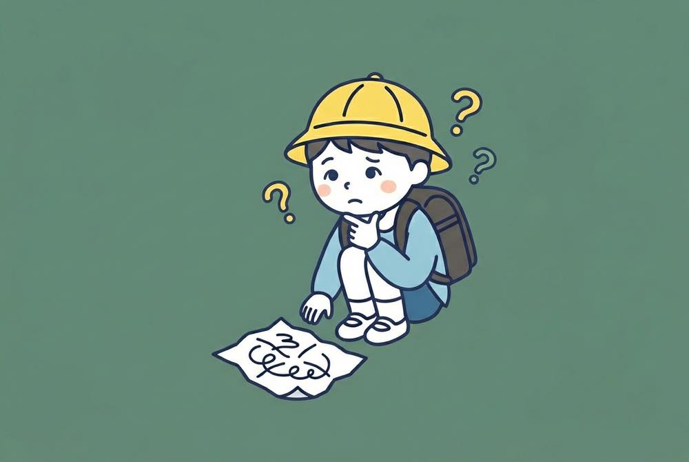 地図を前に考え込む子ども